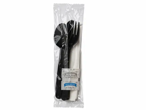 6PC Cutlery Kit Plastic Black