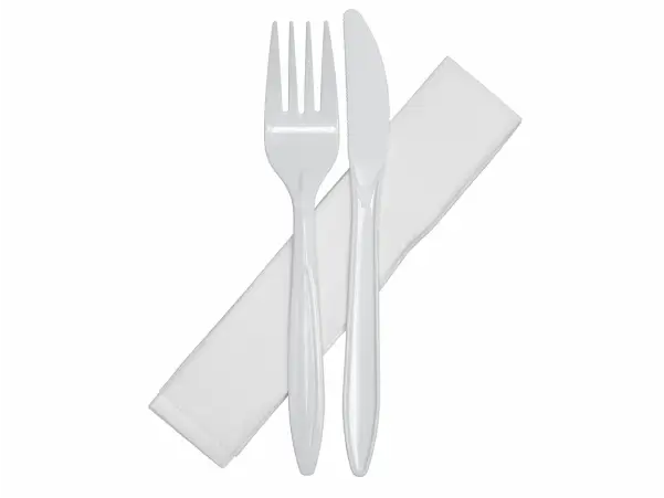 3PC Cutlery Kit PP White Medium Weight