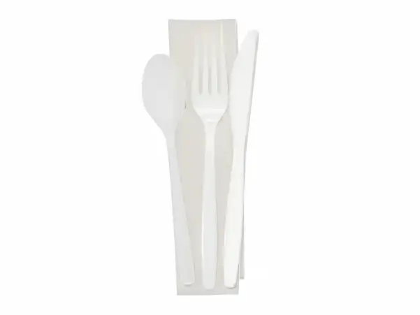 4PC Cutlery Kit PP White Medium Weight
