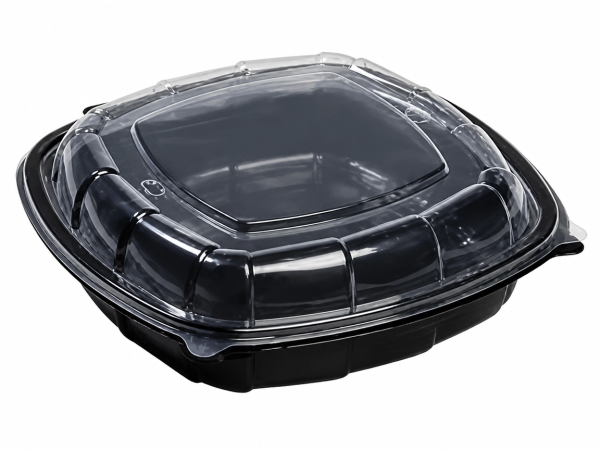 Take-Out Container Hinged With High Dome Lid 9X9X3 IN