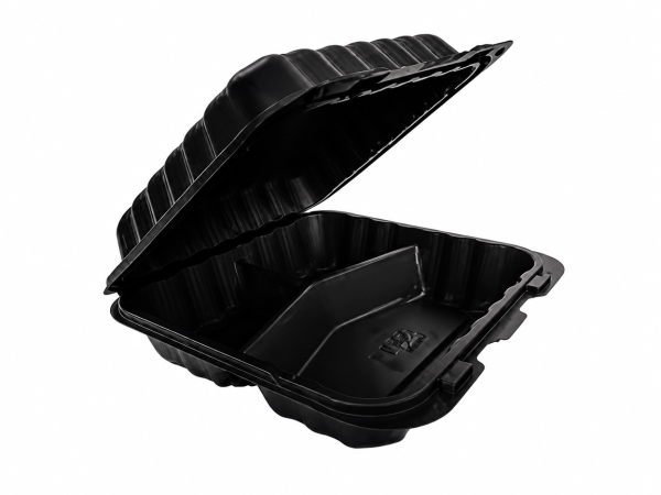 Take-Out Container Hinged 9X9X3 IN 3 Compartment