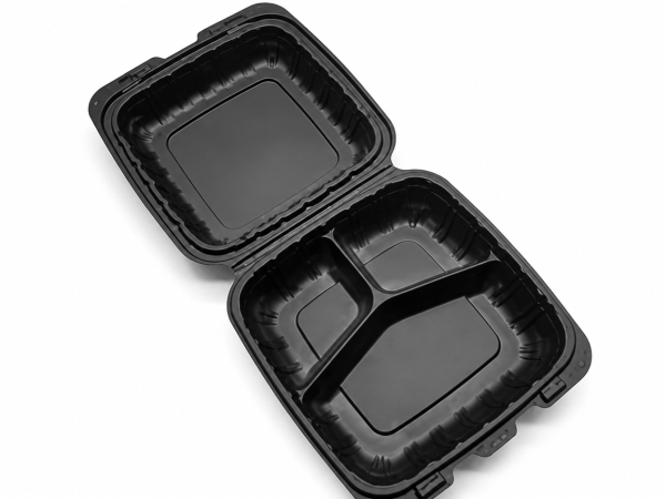 Take-Out Container Hinged 9X9X3 IN 3 Compartment