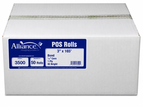 Alliance Bond Paper Receipt Rolls 3 x 165